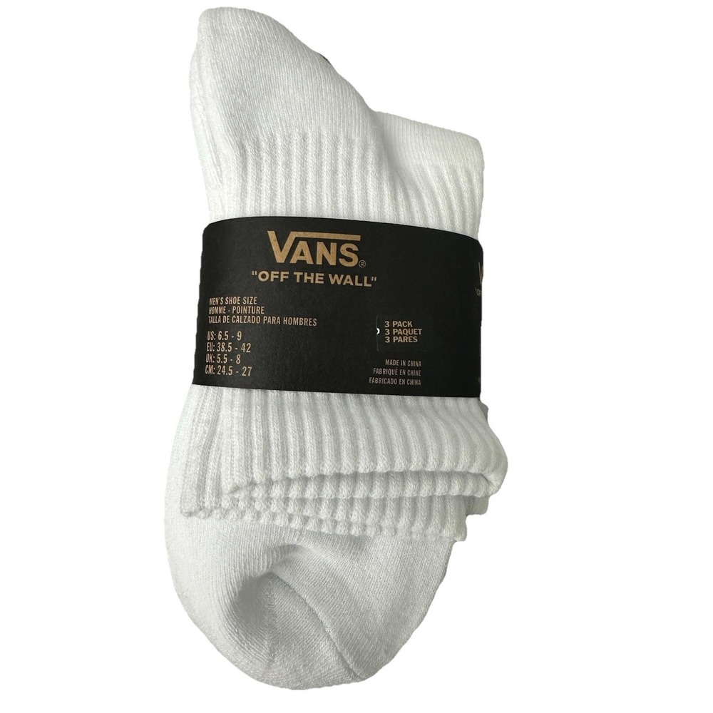 New Vans Men's Classic Half Crew Socks 3-Pack Size 6.5-9 White‎ - Picture 4 of 6